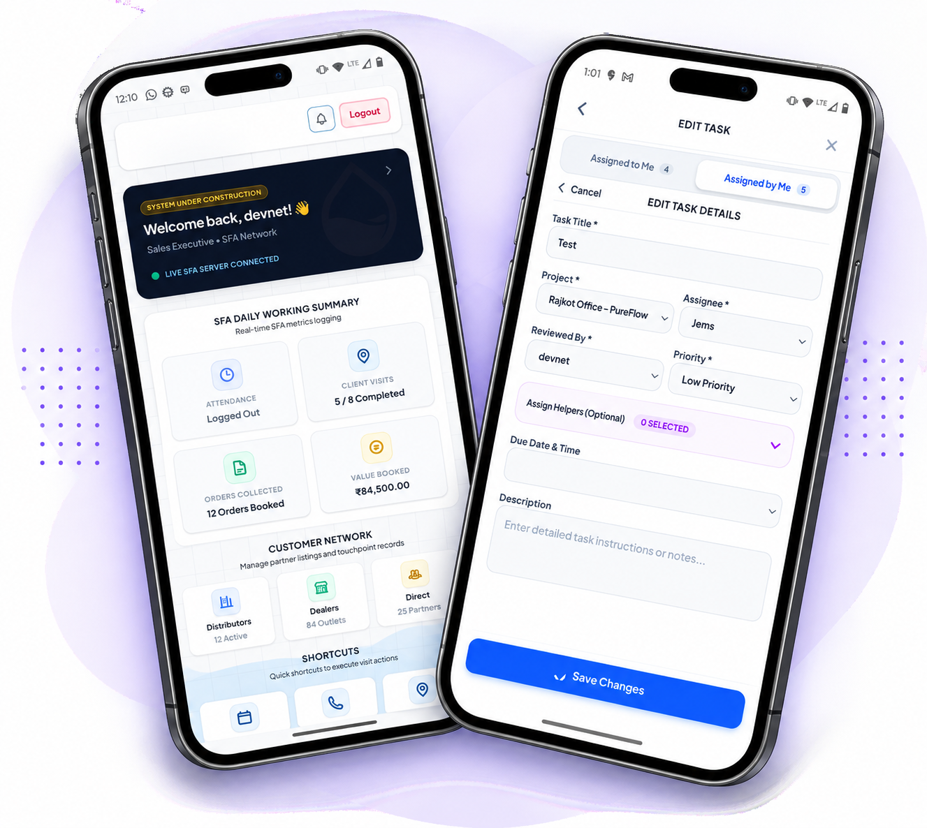 Mobile workforce application screen